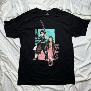 Demon Slayer Tanjiro Nezuko Graphic T-Shirt Mens Large Black Anime Manga Tee